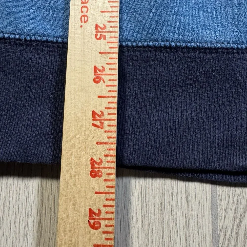 The North Face Color Block Raglan Sweatshirt Men’s M Blue Gray Logo Fleece EUC